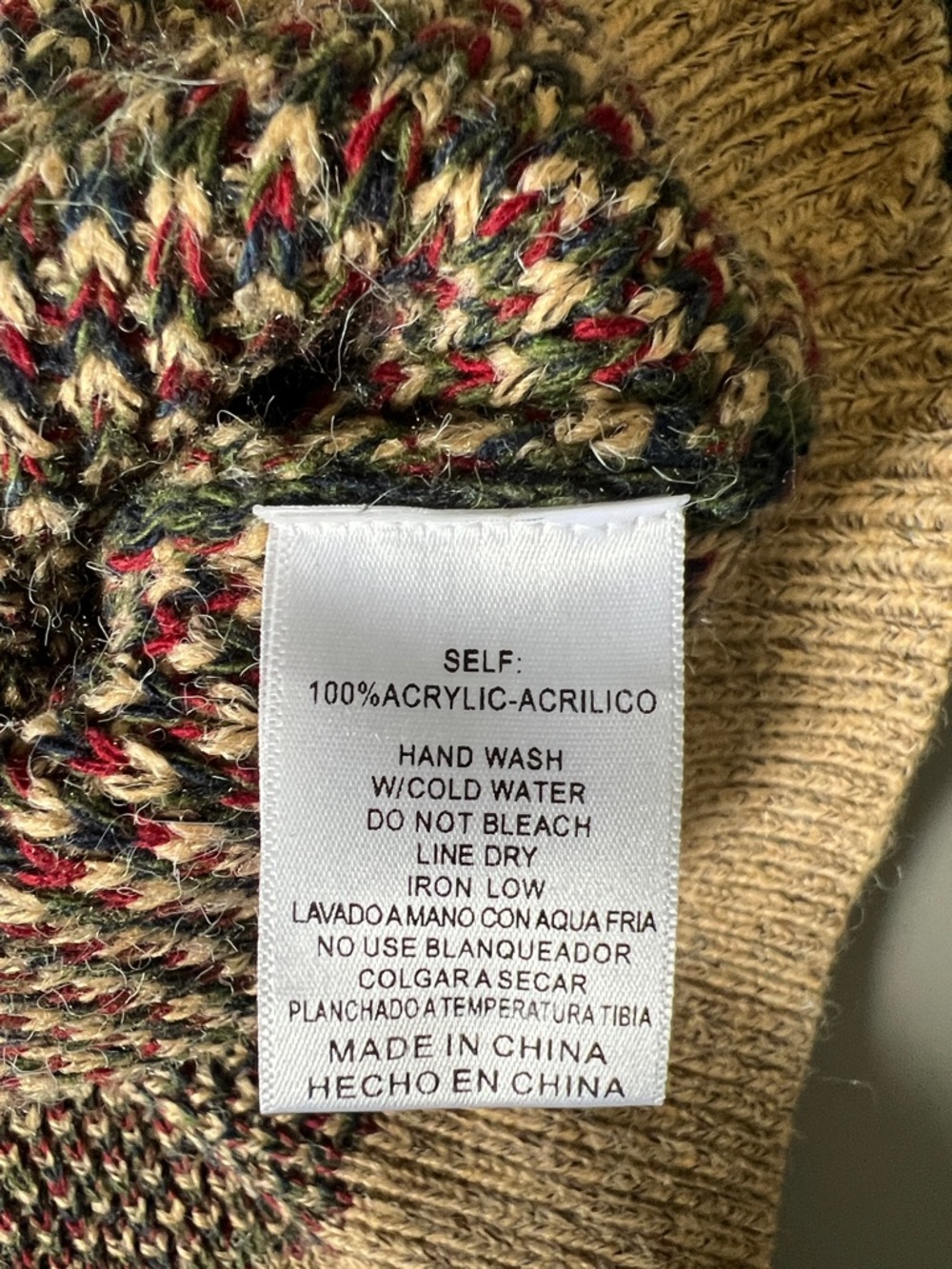 &merci Camouflage Sweater Tan/Red/Green Size Medium - Picture 7 of 7
